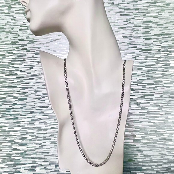 Silver Plated Figaro Chain Necklace | BRAND NEW Fashion Jewelry for Layering - Picture 3 of 5